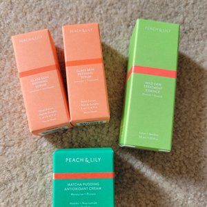 Peach & Lily set of 4 samples (Glass serum, Wild Dew essence, cream)